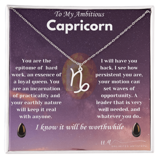 Capricorn Zodiac Symbol  Necklace