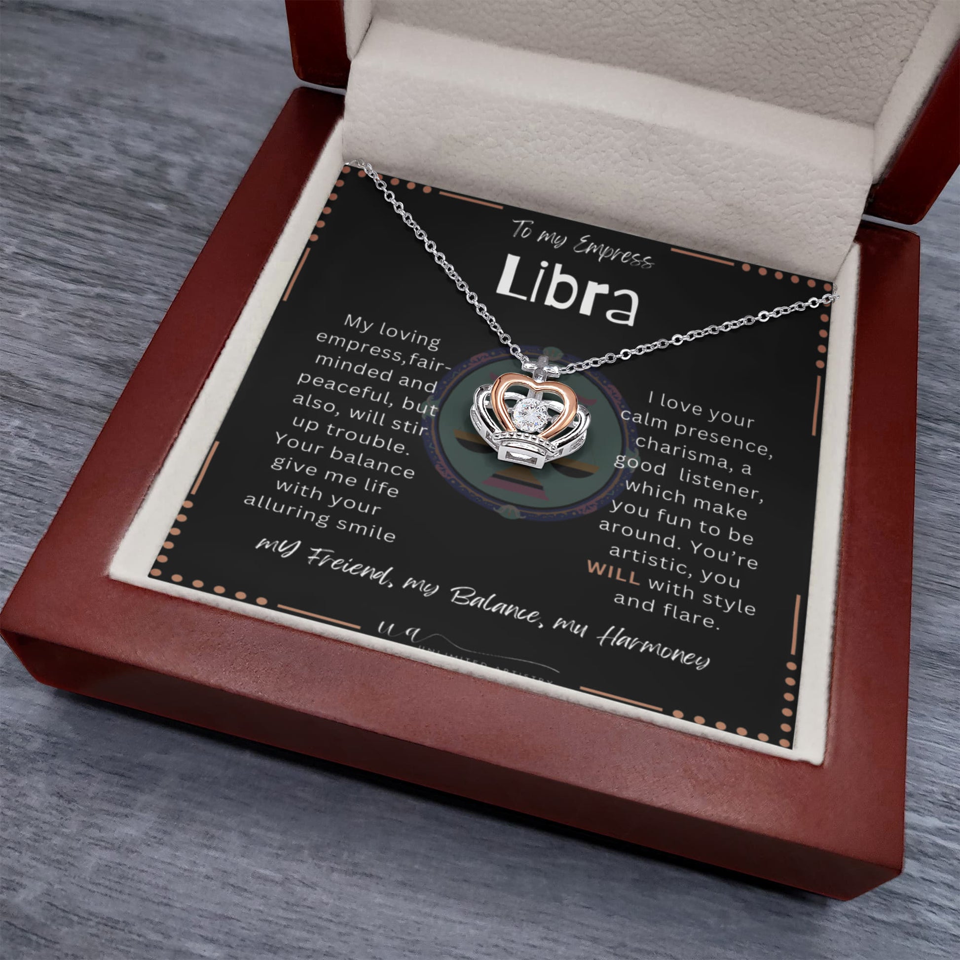 Libra Crown Pendant Necklace - UnlimitedArtistry