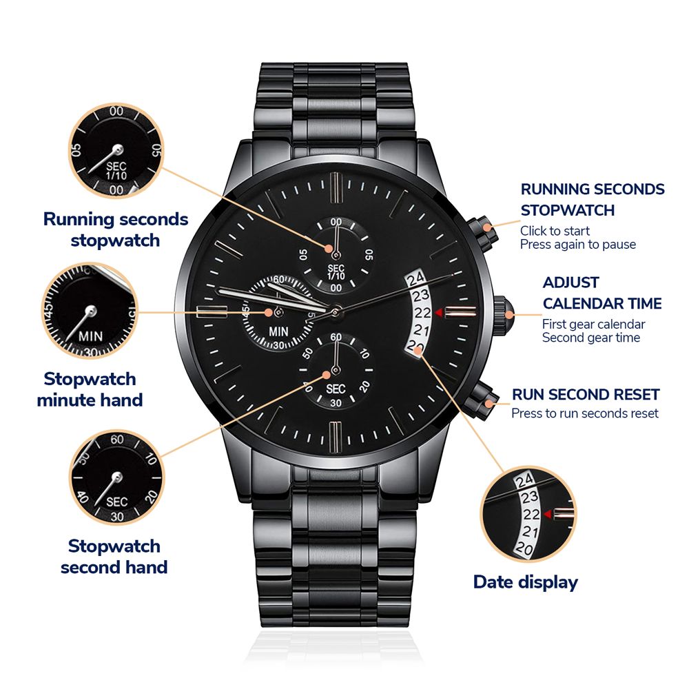 Customized Black Chronograph Watch - UnlimitedArtistry