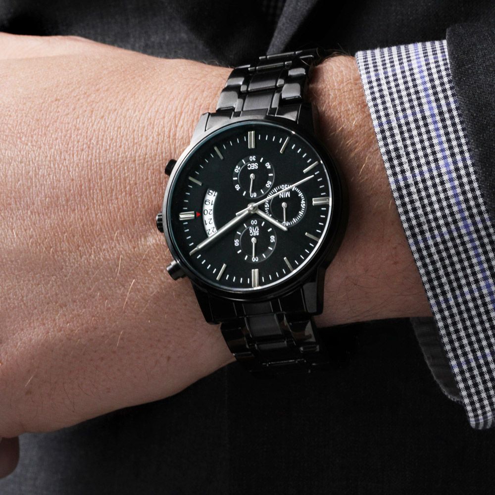 Customized Black Chronograph Watch - UnlimitedArtistry