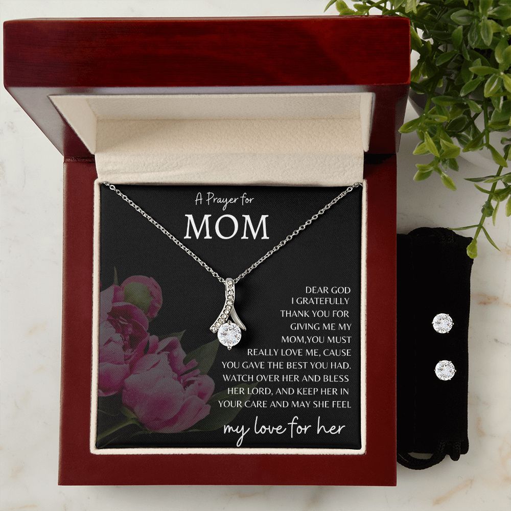 Mom's Prayer Alluring Necklace with earrings - UnlimitedArtistry