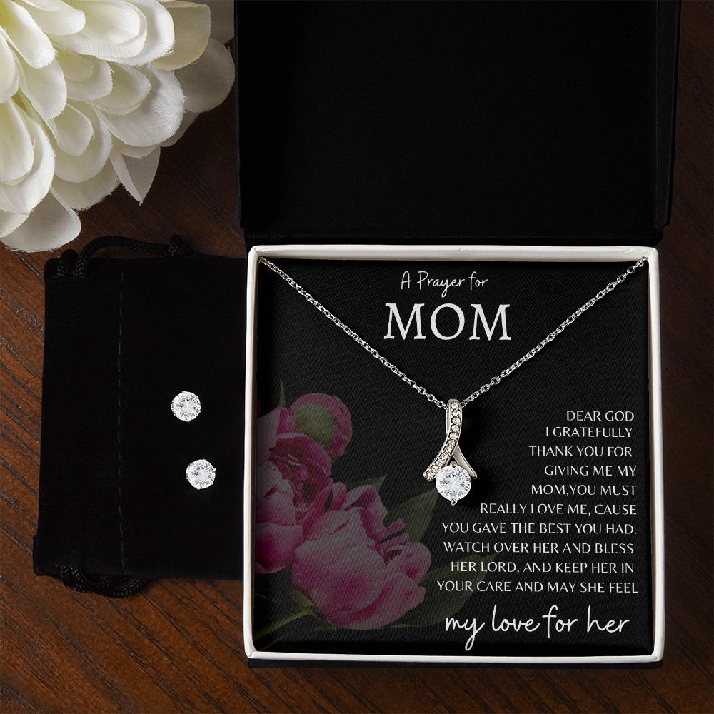 Mom's Prayer Alluring Necklace with earrings - UnlimitedArtistry