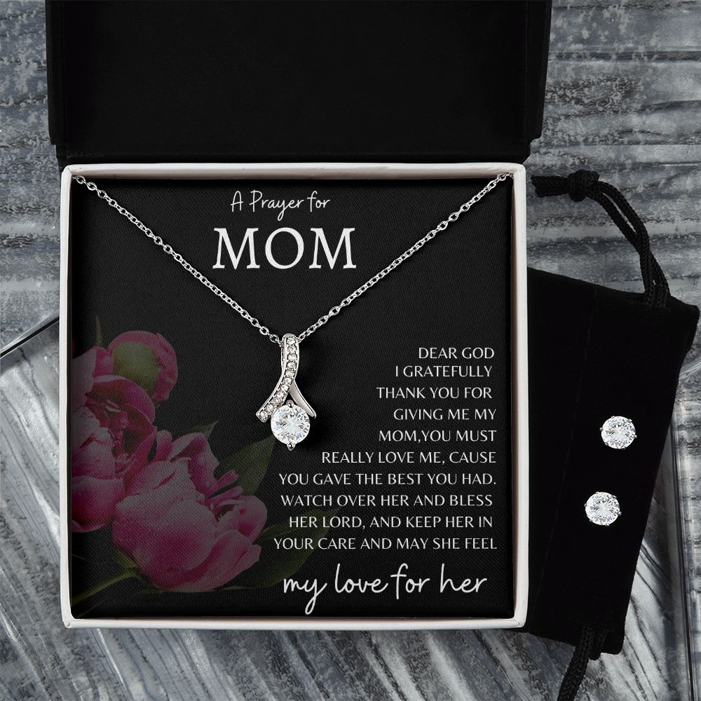 Mom's Prayer Alluring Necklace with earrings - UnlimitedArtistry