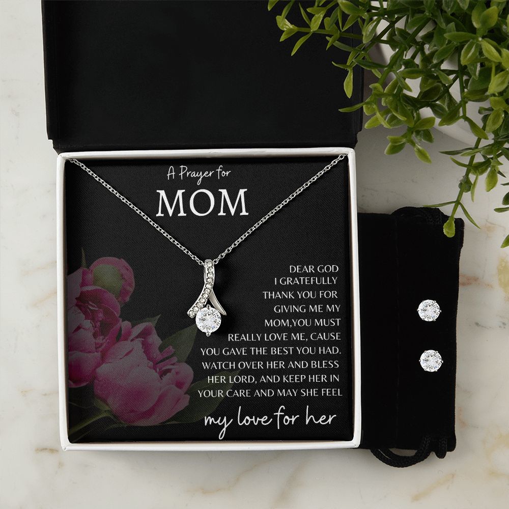 Mom's Prayer Alluring Necklace with earrings - UnlimitedArtistry