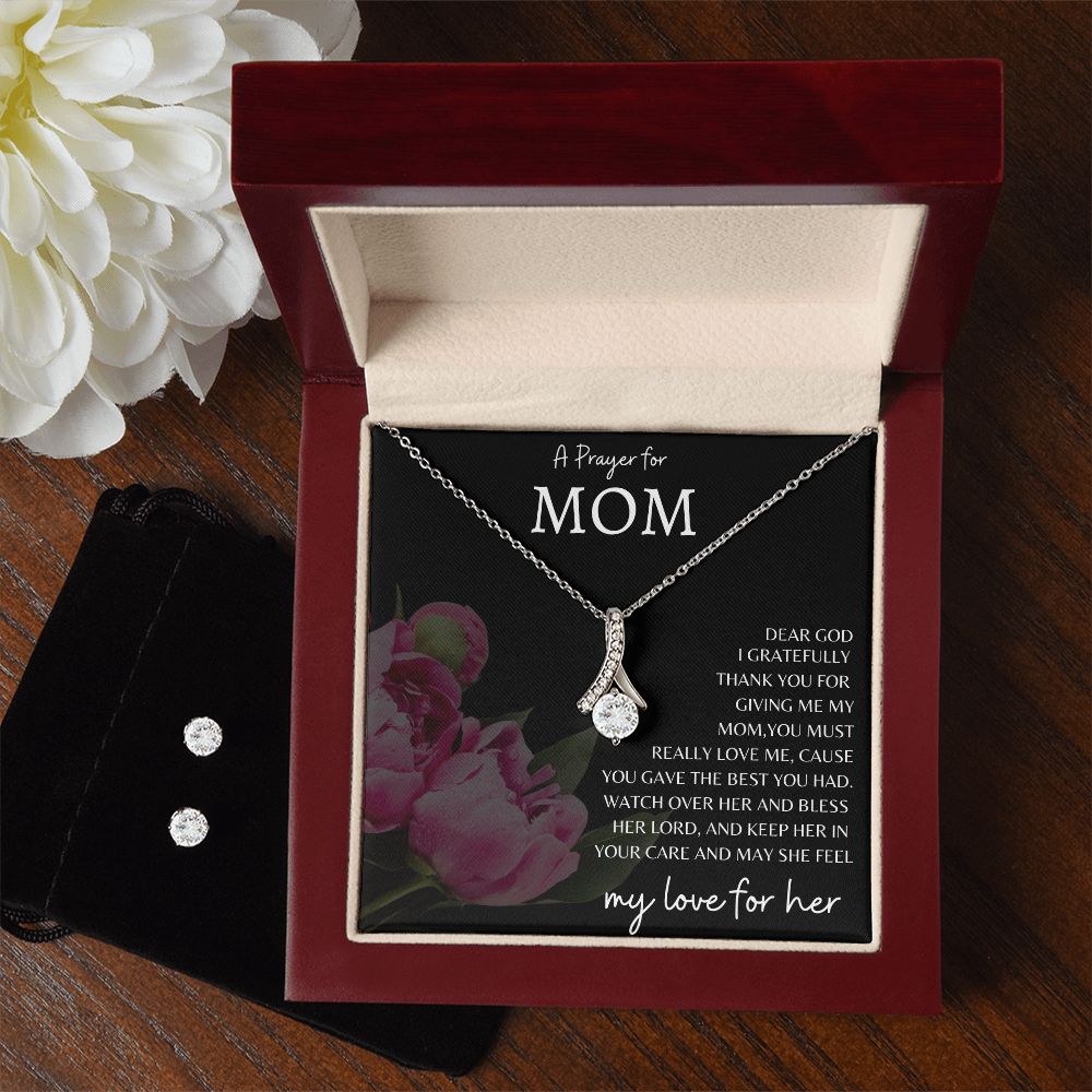 Mom's Prayer Alluring Necklace with earrings - UnlimitedArtistry