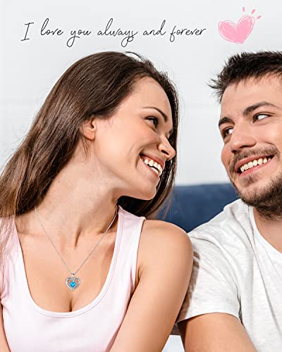 S925 Sterling Silver Necklace for Women, Birthday Necklaces Gifts for Wife Woman, Wedding Anniversary Jewelry 18K White Gold Filled, Unique Love Gift for Her, December - UnlimitedArtistry