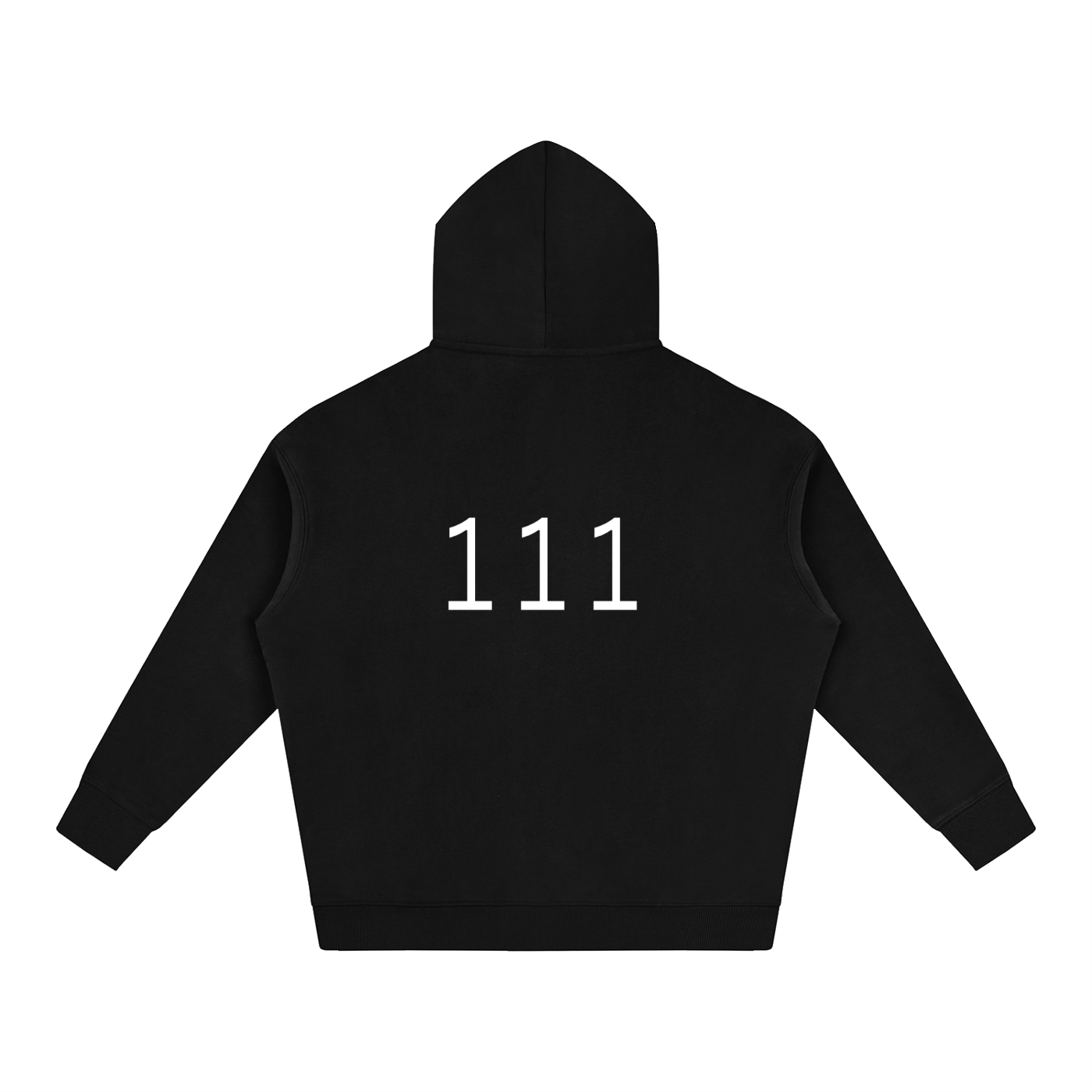 111(back) blk Oversize Fleeced Hoodie