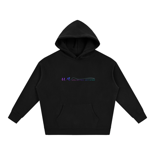 111(back) blk Oversize Fleeced Hoodie