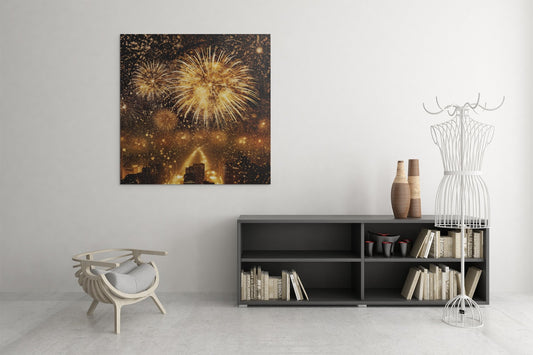 Fireworks- Deluxe Square Canvas 1.5in Frame - UnlimitedArtistry
