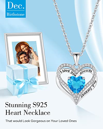 S925 Sterling Silver Necklace for Women, Birthday Necklaces Gifts for Wife Woman, Wedding Anniversary Jewelry 18K White Gold Filled, Unique Love Gift for Her, December - UnlimitedArtistry
