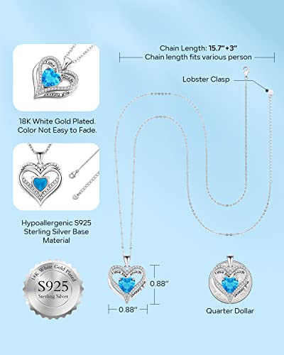 S925 Sterling Silver Necklace for Women, Birthday Necklaces Gifts for Wife Woman, Wedding Anniversary Jewelry 18K White Gold Filled, Unique Love Gift for Her, December - UnlimitedArtistry